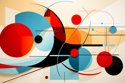 A colorful art piece with circles and lines