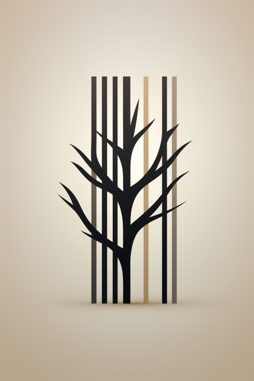 A black tree with brown and white stripes